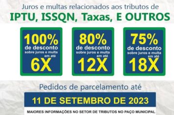 REFIS 2023 DESCONTOS DE ATÉ 100% DOS JUROS E MULTA